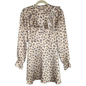 Laura Ashley Urban Outfitters Floral Long Sleeve Ruffled Mini Dress Petite Small